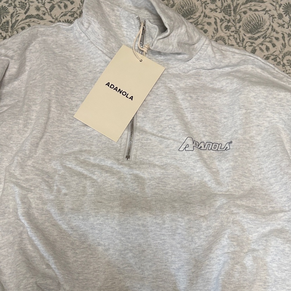 Adanola Light Gray Half-Zip Top